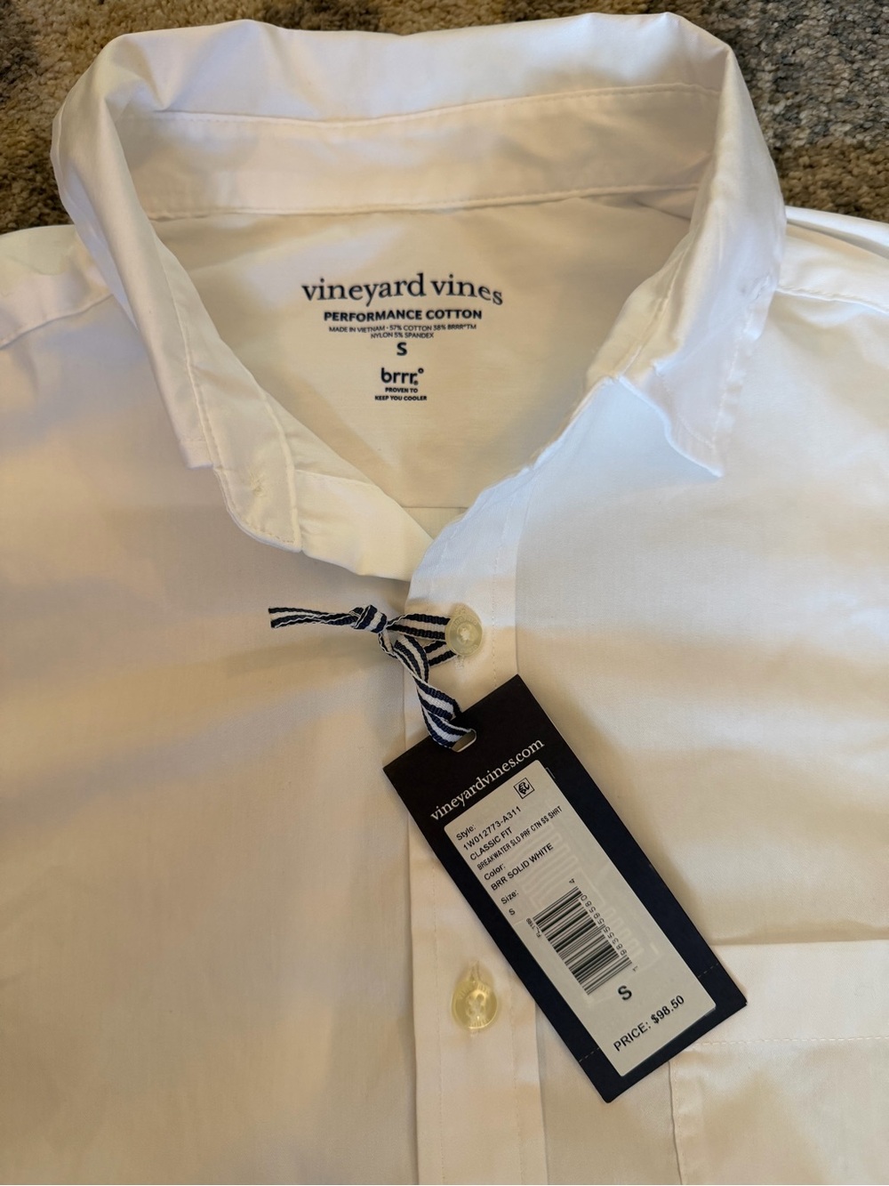 Vineyard Vines Men’s White Performance Dress Shirt size small